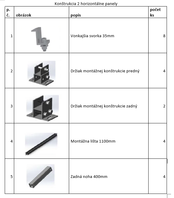 Konštrukcia východ západ pre 2 horizontálne moduly - SolarSvet.sk -